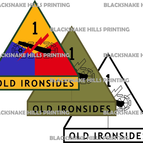 1st Armored Division "Old Ironsides" Patch Vector Image Files (.ai, .pdf, .eps, & .svg Formats) plus High Res Rasters (.jpg and .png)
