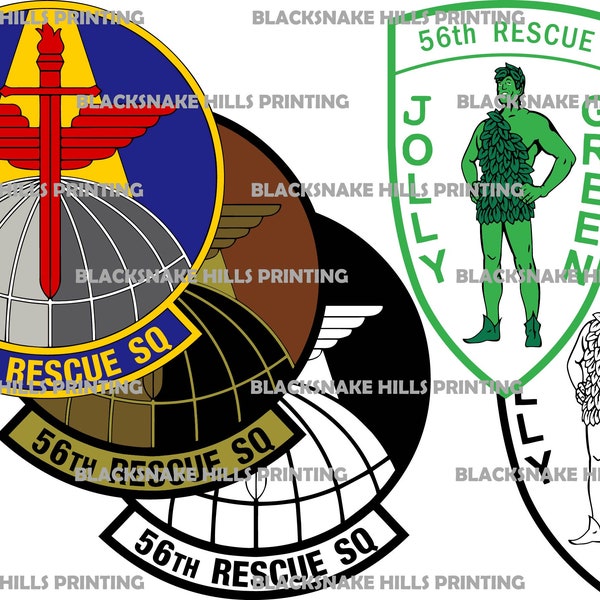 56th Rescue Squadron Patches Vector Image Files (.ai, .pdf, .eps, & .svg Formats) plus High Res Rasters (.jpg and .png)