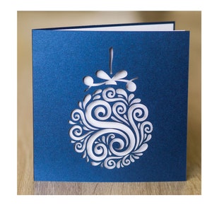 10 Stück Weihnachtskarten mit Kugel - Laser Paper Cut - Grußkarten