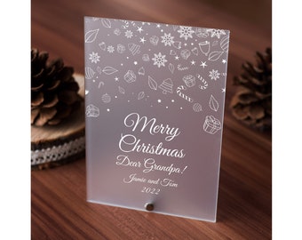 Cartoline di Natale acriliche formato grande / Con decorazioni natalizie / Personalizzate con il tuo testo / Con supporto e busta