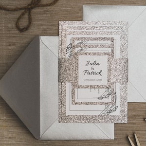 Invito a nozze stampato in argento - carta glitterata, Save-the-Date, carta di alloggio, RSVP, buoni regalo, buste