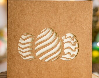 Set of 7 brown ECO Easter Cards - laser cut, 7 beautiful designs