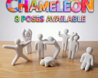 メッカカメレオン ミニフィギュア塗装キット | かくれんぼ迷彩柄コレクターズアイテム | 3Dプリントデスクデコレーション | ゲーマーギフト | 未塗装