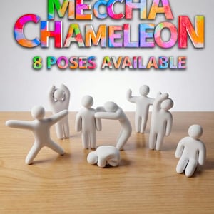 Mecka-kameleont målar din egen minifigur | Kurragömma-kamouflage-samlarobjekt | 3D-utskriven skrivbordsdekoration | Gamer-present | Omålad