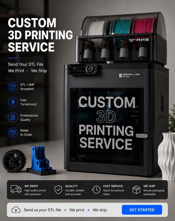 Custom 3D Printing Service | Print Your STL File | PLA & PETG | Prototypes, Replacement Parts, Models, Multicolor Prints, Made to Order