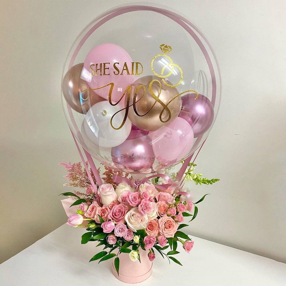 Bulle Ballon Bouquet de Fleurs Personnalisé