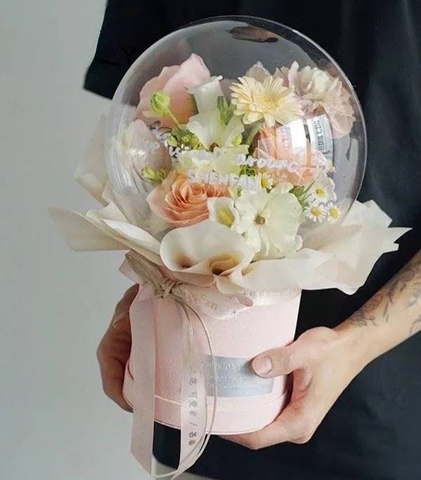 Bulle de Bouquets Fleur Personnalisé A Offrir Anniversaire Mariage, Baby Shower.