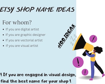 Ideas de nombres para tiendas en Etsy para artistas y diseñadores digitales / Lista completa de nombres / Categoría digital / +100 ideas de nombres /