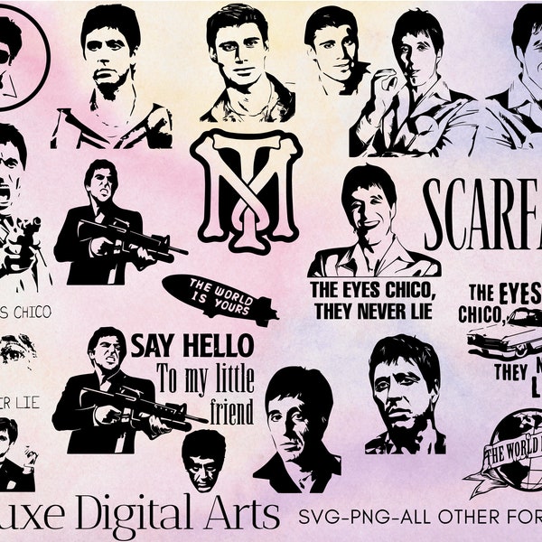 Scarface Svg Png Bundle-Scarface Clipart-Scarface Stickers-Scarface Silhouette-Scarface-Tony Montana Svg Png Files-Tony Montana Cliparts +20