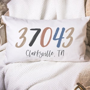 Zip Code Hometown Pillow Cover | City and State Pillow Cover | Hometown Pillow Decor | Housewarming Gift| Farmhouse Home Decor |Wedding Gift