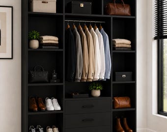 Estante de armario negro a medida para decoración del hogar personalizada - Estante de repuesto de madera TFL cortado a medida para armario en varios colores - Estante para zapatos