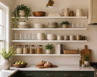 White Kitchen Wall Shelves Custom Size - Cut To Size Shelving For Pantry Organizer or Spice Rack -Kitchen Cabinet Shelving Cut To Order 5/8"