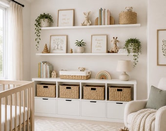 Estantería infantil a medida para la decoración de la habitación de los niños - Estanterías de pared personalizadas para la habitación del bebé para guardar y organizar juguetes - Decoración personalizada para el hogar