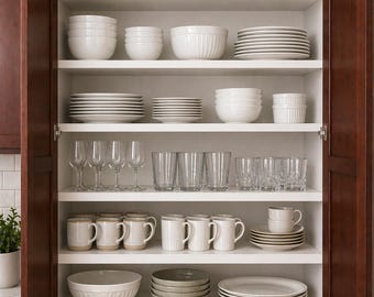 White Custom Cut Wood Melamine Shelf For Kitchen Cabinet Replacement - Cut To Order Shelves Available in Different Colors - Home-Decor