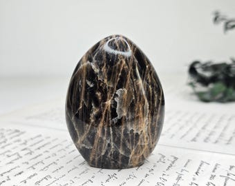 Piedra lunar negra natural - Forma irregular 175 g - Grado AA - Cristal de protección e intuición - Litoterapia