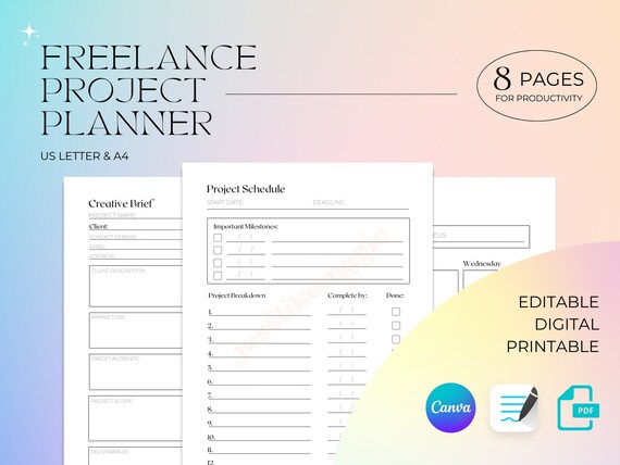 Freelance Project Planner Printable and Digital Creative | Etsy