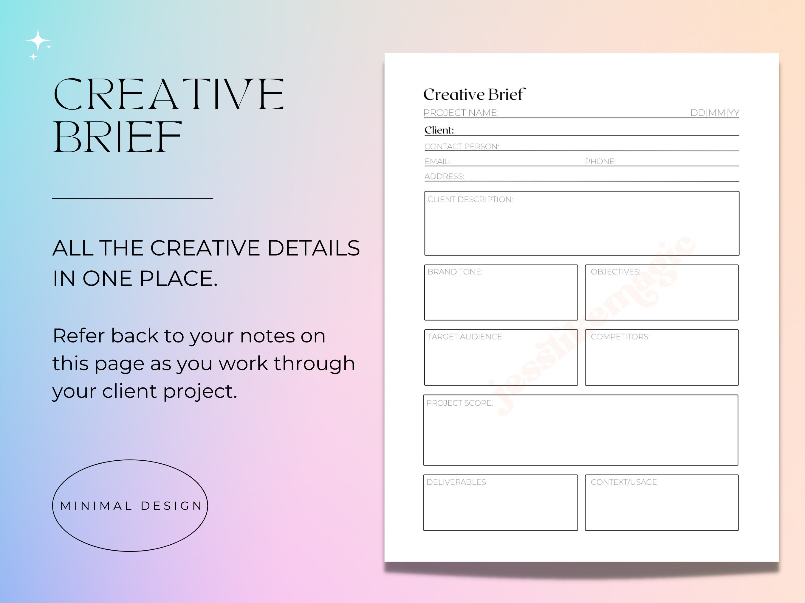 Freelance Project Planner | Printable and Digital | Creative Brief ...