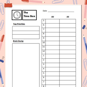 Printable TimeBox Daily Planner to boost productivity