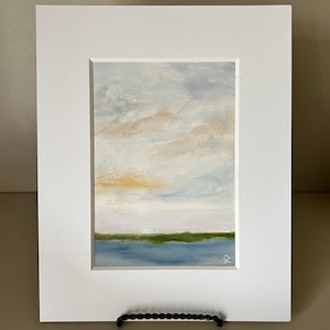 Landscape Oil Painting Seascape Marsh Lowcountry Art Beach House Decor, Cottage Core Art, Small Cloud painting