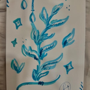 Blue floral original print