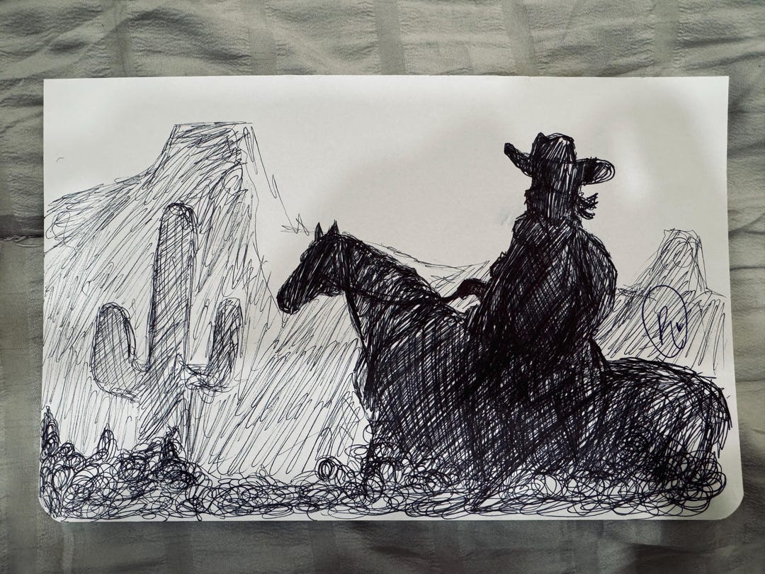 Western Style Drawing- “lone Ranger” - Etsy
