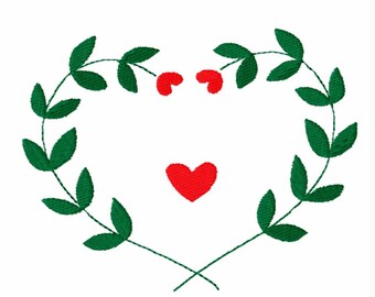 Heart wreath machine embroidery design
