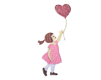 Girl with Balloon machine embroidery design