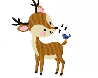Little deer machine embroidery design