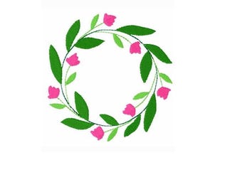 floral wreath machine embroidery design