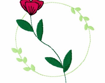 Flower wreath machine embroidery design