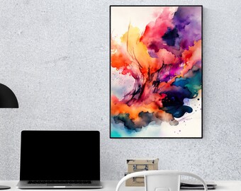 Bright Water Colour Art Piece, Wall Decor, Wall Art, Abstract Wall Art, Digital Printable Art