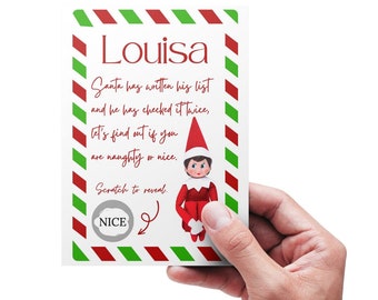 Naughty or Nice Scratch to reveal card, Personalisable to your child.