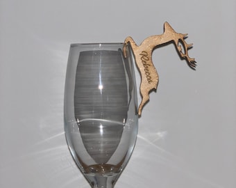 Christmas Personalised Reindeer Glass Decorations Stag Place Names