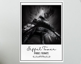 Set of 4 A4 Poster Digital Download Paris Landmark Attractions with Names, Luxury Prints, Black and White Prints.