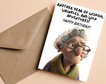 Funny Birthday Greeting Card | Gifts for Her | Old Lady Funny Card | Greeting Card #008