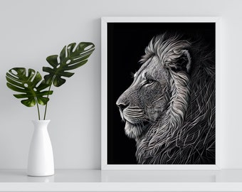 Lion Line Art, Beautiful Designs, Wall Decor, Animal Prints.