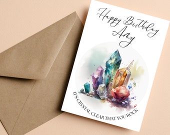 Crystal Birthday Greeting Card | Gifts for Her | Gifts for Him | Greeting Card #022