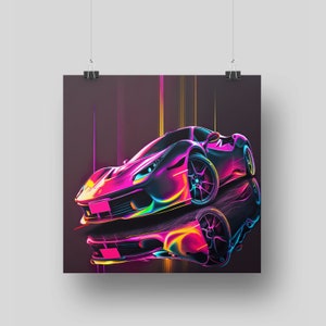 Neon SuperCar Digital art, Digital prints, Neon Art, Printable Art