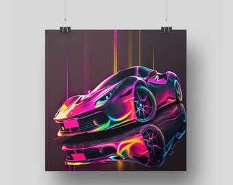 Neon SuperCar Digital art, Digital prints, Neon Art, Printable Art