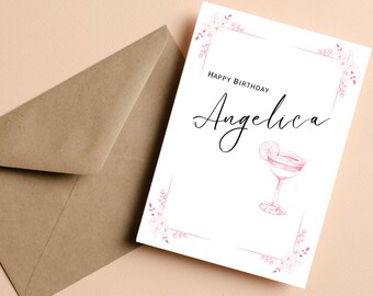 Simplistic Cocktail Birthday Greeting Card | Gifts for Her | Greeting Card #029