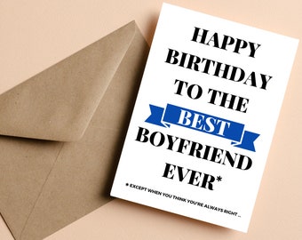 Best Boyfriend Ever Birthday Greeting Card | Gifts for Him | Greeting Card #023