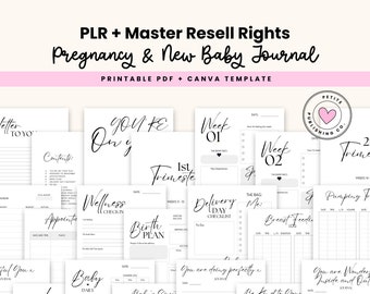 Pregnancy + New Baby Journal, New Mom, Canva Template, Printable PDF, PLR Commercial Resell Rights , Birth Plan Editable, Feeding Logbook