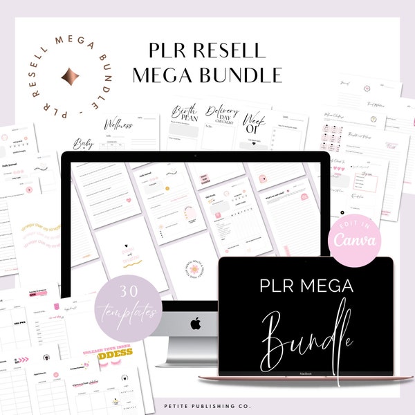 PLR Mega Bundle, Canva Template, Printable PDF, Commercial Resell Rights, Teacher, 2024 Planner, Boss Babe, Faith, Mom, ADHD, Mental Health