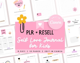 Diario dell&#39;amor proprio per bambini, rivendita PLR, affermazioni positive, suggerimenti per la salute mentale, gratitudine, modello Canva, PDF su sentimenti ed emozioni, SL01