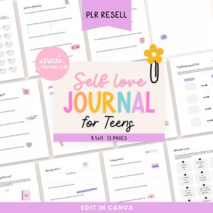 Self Love Journal for Teens, PLR Resell, Positive Affirmations, Guided Prompts, Worksheet, Gratitude, Canva Template, Mental Health, SL01