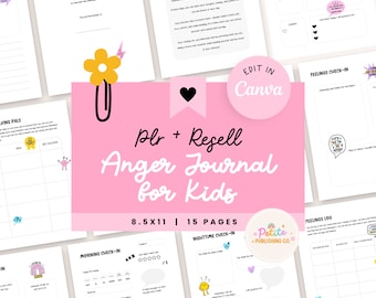 Anger Journal for Kids, PLR MRR Resell, Activity, Mental Health Awareness, Mood, Gratitude, Canva Template, Feelings Emotions, Printable PDF