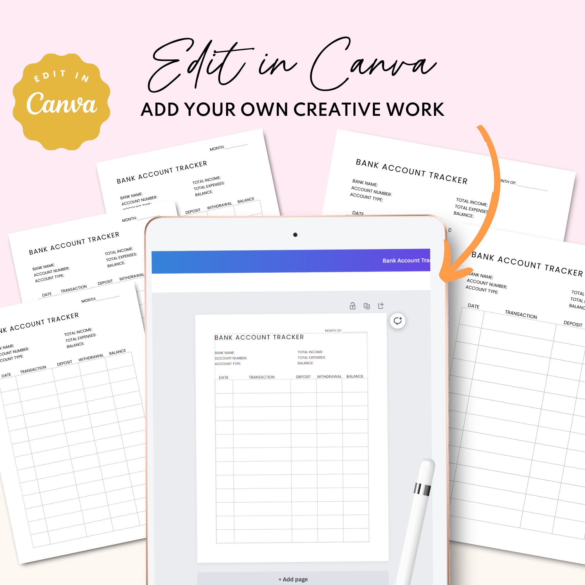 Bank Account Tracker Printable PDF, Monthly Income, PLR Resell, Bills ...