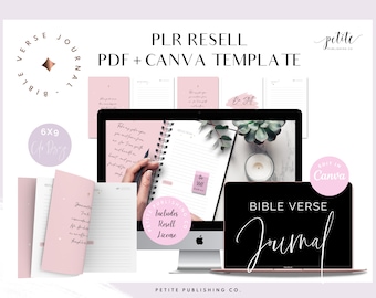 PLR Bible Verse Journal Printable PDF, Canva Template, Prayer, Bible Study, Commercial Resell Rights License PLR Content, GoodNotes, Digital