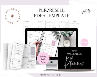 PLR Wellness Planner Printable PDF, Canva Template, Commercial Resell Rights License, Goodnotes, Self Care, Self Love, PLR Content, eBook