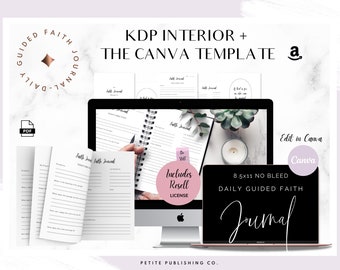 KDP Interior Guided Faith Journal, PLR/Resell License, Kdp Canva Template, PLR Printables, Plr Templates, Commercial Resell Rights, Canva